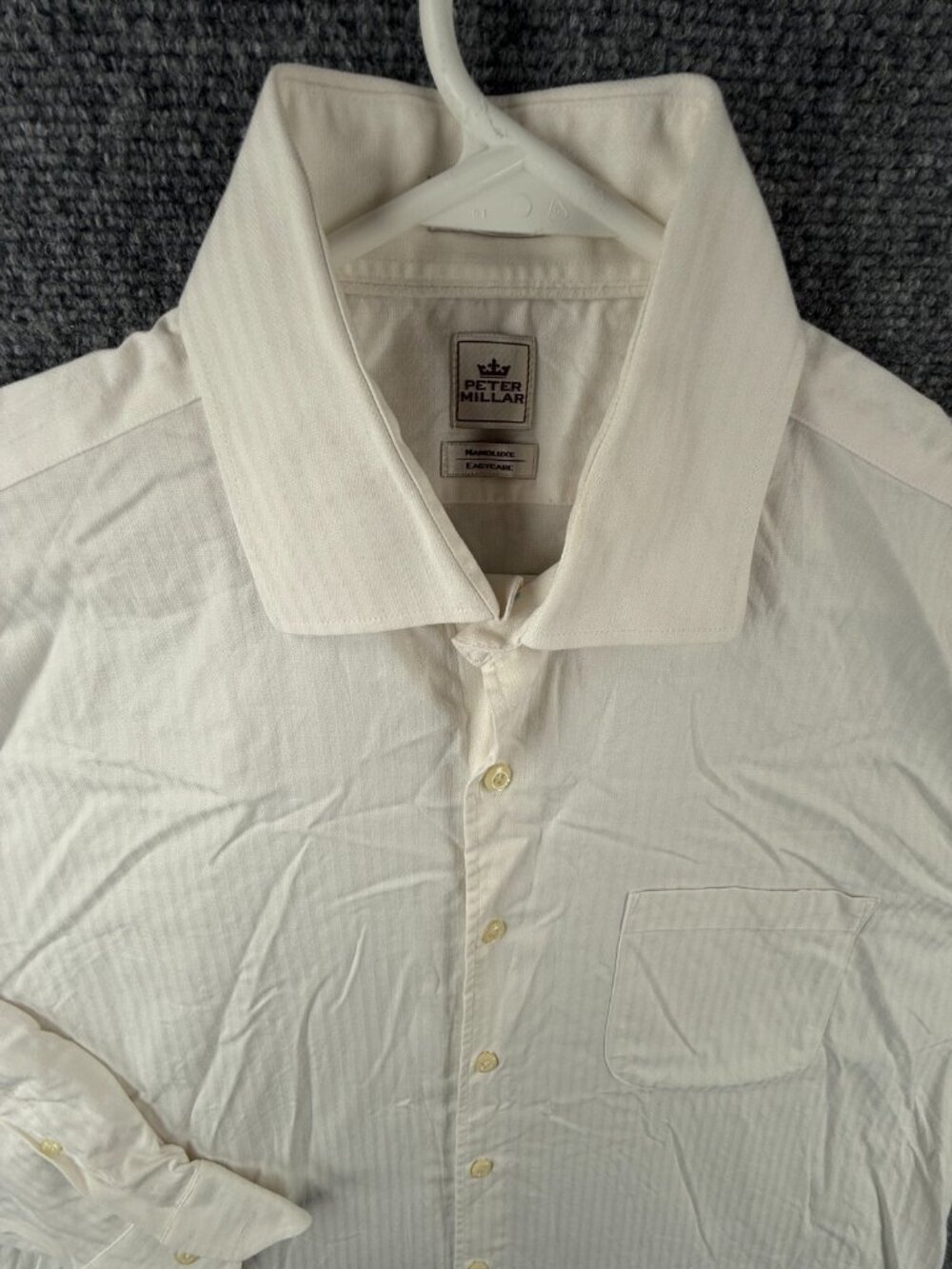 Peter Millar Men Long Sleeve Button Up Pale Pink White Nanoluxe 16.5 Regular
